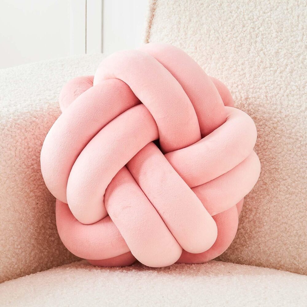 5902 Knot Pillow Ball, Soft Dusty Pink Home Decor Knotted Pillows, Cute 8"